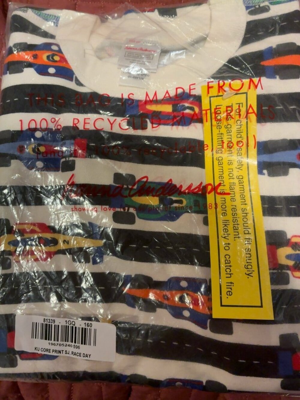 Hanna Andersson Race Car Pajamas Size 14-16 (160) Organic Cotton NIP